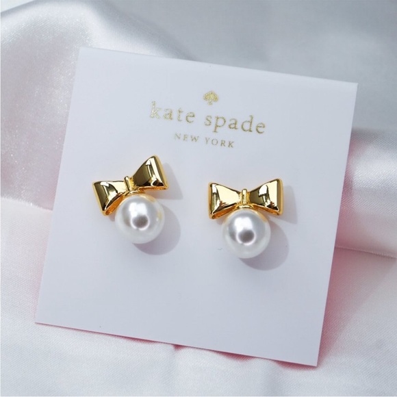 kate spade Jewelry - Kate Spade All Wrapped Up Bowtie Pearl Earrings NWOT